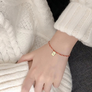 FY-0189 Pulsera Goodluck English para niñas, Plata de ley S925 bañada en platino, con hilo rojo trenzado y diseño de <span class=keywords><strong>corte</strong></span> princesa, estilo Bosque Fresco y Limpio - Product Image 4