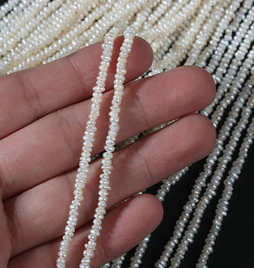 R. Gema. Hebras sueltas de 2,5mm Forma irregular Pequeño botón blanco Semilla Perlas a granel de agua dulce - Product Image 4