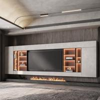 Meuble TV moderne LED en métal blanc pour hall d'hôtel, teck, expresso, frêne, bois naturel côtier