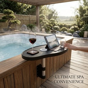 Table <span class=keywords><strong>de</strong></span> spa pivotante à 360 degrés avec poteau en acier inoxydable |   Table d'appoint réglable pour spa extérieur - Product Image 5