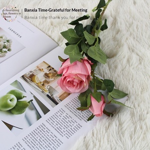 Flor Artificial de Seda Rosa Nórdica de Bulgaria, Decoración Floral para Mesa de Boda, Adorno para Sala de Estar BJLY-101 Semi-manual - Product Image 4