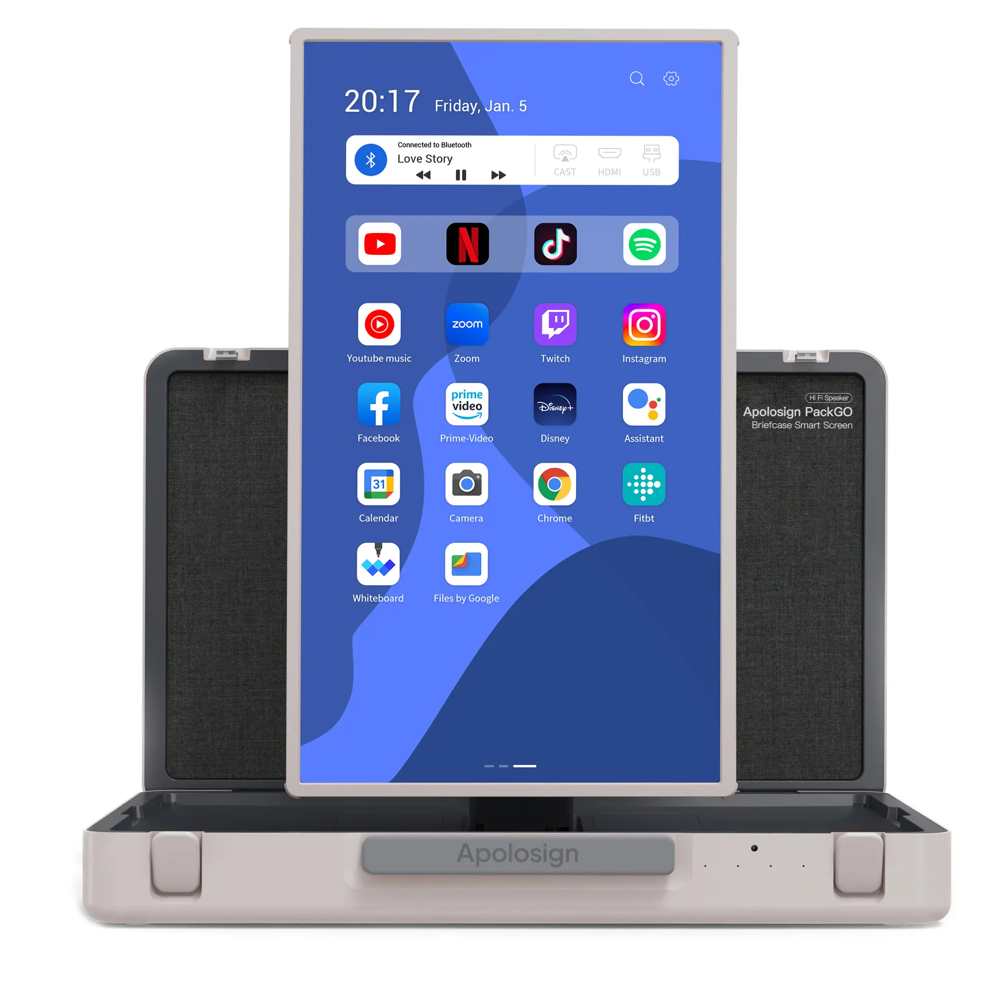 Elc PackGO Mala portátil de 27 polegadas, TV com tela de toque de 8GB + 128GB, sistema Android, Smart Screen