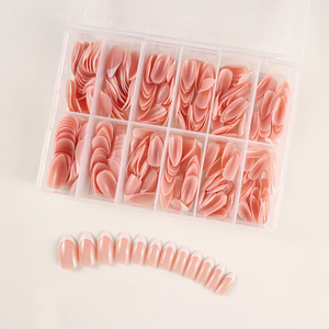 Pressione as unhas Cola curta nas unhas para a festa de Halloween Fit & Natural reutilizável francês Dica Pressione as unhas Amêndoa - Product Image 3