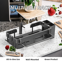 Étagère noire plateau multifonctionnel couche chiffon support cuisine support de rangement mural assaisonnement support ménage vidange panier évier