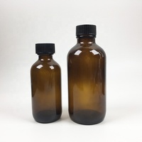 Flacon compte-gouttes en verre, 5 pièces, bouteille ronde Boston avec capuchon en Poly noir, pour lotion, jus, huiles, ml 1oz 2oz 4oz 8oz 16 oz
