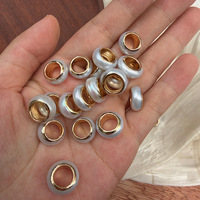 Perles d'eau douce à gros trous, perles d'espacement naturelles dorées pour le bricolage, accessoires de bijoux faits à la main