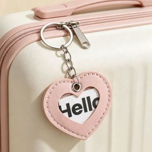 New Hot-selling PU Leather Anti-loss Luggage Tag Heart-shaped Access Card Holder Simple Keychain Pendant - Product Image 2