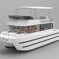 Yate Pequeño de Dos Pisos de 11.6m Personalizado con Flybridge, Catamarán de Aluminio para Pesca en Venta