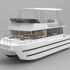 Customized 11.6m Double-decker Small Yacht With Fly Bridge Aluminum Catamaran Fishing Boat For Sale