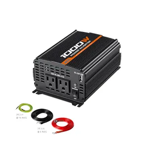 محول طاقة السيارة 1000w dc إلى ac 12v إلى 110v 220v 1000w نقي شرط موجة inverte