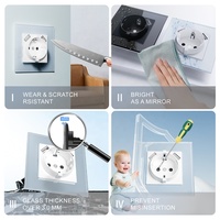 Prise USB avec 2 ports Usb a Panneau mural en verre encastré 3 en 1 Prise de courant modulaire Prise murale encastrée EU
