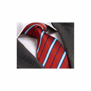 Corbata Jacquard de rayas rojas, blancas y azules - Product Image 2