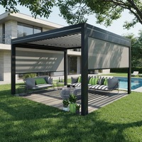 Pergola bioclimatique en aluminium pour jardin, auvent, gazebo, pavillon pour bord de piscine, bord de mer, balcon et usage extérieur, option motorisée