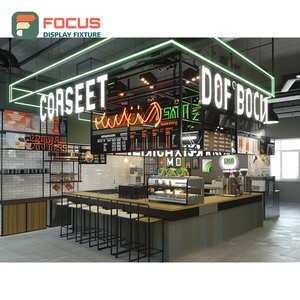 Premium Coffee Service Counter Barista Station Front Register <b>Black</b> Walnut Cafe Service Counter - Product Image 6