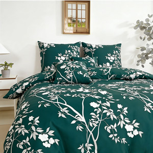 Ensemble de couette King Size toutes saisons Green Boho Floral 200TC en coton écologique lavable pour la maison et le lit EU - Product Image 4