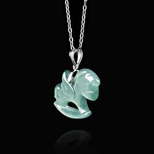 Pendentif cheval en jade bleu véritable naturel, en argent S925 serti de jade de qualité glace, pour femme, en cadeau - Product Image 2