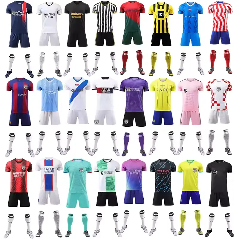 Grosir Jersey tim sepak bola kustom kaus sepak bola kualitas Thailand kaus seragam sepak bola untuk pria pakaian sepak bola