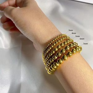 Custom <strong>Logo</strong> 18K Gold Plated Heart Pendant <strong>Bracelet</strong> Charms Stainless Steel <strong>Bead</strong> <strong>Bracelets</strong> for Women Jewelry - Product Image 5