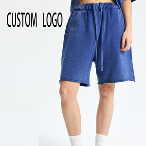 Shorts décontractés surdimensionnés avec logo brodé personnalisé, 100% coton, imprimé délavé à l'acide, shorts de sport unisexes pour hommes - Product Image 2