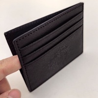 Portefeuille à cartes de style russe avec logo personnalisé, noir et gris, en similicuir, 6 emplacements, double face