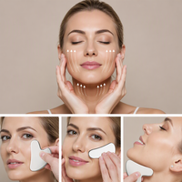 Rouleau de massage facial anti-rides en acier inoxydable 304, en forme de cœur, avec miroir, pour lifting et massage Gua Sha - Vente en gros