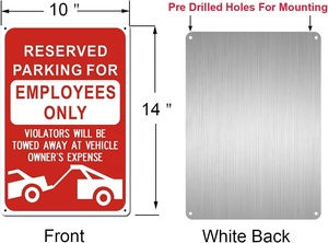 Panneau de stationnement réservé aux employés Les contrevenants à la conception en aluminium debout seront remorqués Frais du propriétaire <span class=keywords><strong>Slogan</strong></span> d'avertissement clair - Product Image 2