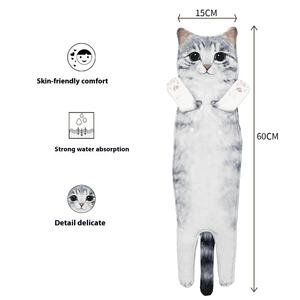 시뮬레이션 고양이 모양의 극세사 핸드 타올 가정용 욕실 주방 사용 얼굴 닦기 교수형 귀여운 현실적인 동물 핸드 타올 - Product Image 2