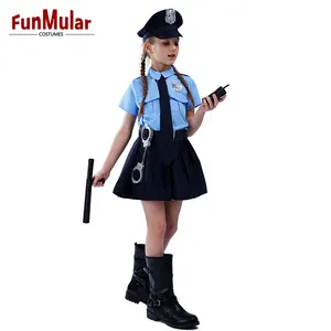 Meninas Oficial Traje Uniforme Set Halloween Dress Up Festa para Crianças Cop Traje