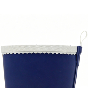 Bottes <span class=keywords><strong>de</strong></span> <span class=keywords><strong>pluie</strong></span> en caoutchouc mi-mollet pour femmes, toutes saisons, <span class=keywords><strong>bleu</strong></span> <span class=keywords><strong>marine</strong></span> uni, avec bord festonné ondulé, vente en gros - Product Image 6