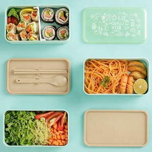 Lonchera de trigo estilo japonés, caja de sushi de doble capa, caja para frutas, <span class=keywords><strong>bentobox</strong></span> para oficina - Product Image 2
