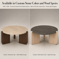Table basse ronde en pierre frittée pour salon, petite table à thé minimaliste, mobilier de maison, table basse à pieds en bois massif pour balcon