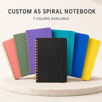 Carnet de notes A5 multicolore à spirale avec logo personnalisé, élastique et lignes, pour étudiants, école, écriture, cadeau, papeterie en gros