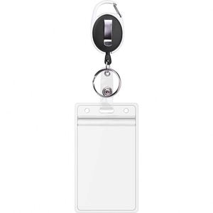 Hotsale Retractable Carabiner Holder Reel <b>Clip</b> With Vertical Waterproof Id <b>Badge</b> Card Pouch Sleeve - Product Image 3
