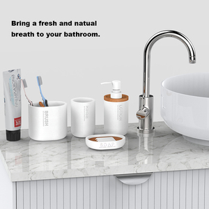 Semplice Casa Decorazione Dell'hotel Della Copertura di Legno Naturale Accessori Per il <span class=keywords><strong>Bagno</strong></span> Set - Product Image 3