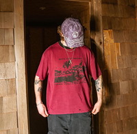 T-shirt Homme Personnalisé Vintage Délavé Effet Usé Col Contrastant Imprimé Graphique Déchiré Coupe Courte et Ample
