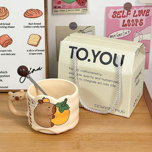 Kapibala Ceramic <b>Mug</b> Cartoon Capybara Design Stackable Coffee Cup Gift For Couple Home Use - Product Image 4