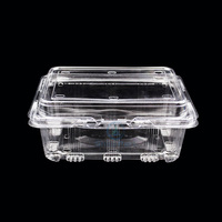 Conteneur rectangulaire transparent en PET pour fruits, avec couvercle à charnière et trous d'aération, idéal pour les fruits coupés et les desserts (vente en gros)