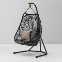 Fauteuil suspendu en osier de haute qualité pour l'extérieur, chaise œuf, hamac de patio, balançoire avec cadre en acier et coussin imperméable pour