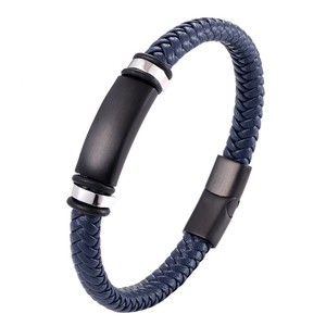 Pulsera Minimalista y Moderna Arlin al por Mayor, Hebilla Negra Electrochapada, Línea Azul y Tejido Negro, Joyería para Hombre - Product Image 3