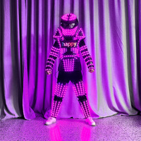 Costume de Predator lumineux à LED 7 couleurs RGB, armure d'alien, tenue de robot pour fête avec écran d'affichage, vêtements LED pour bar, boîte de nuit, spectacle sur scène
