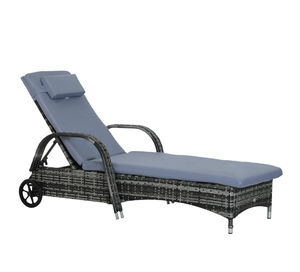 Sillón <span class=keywords><strong>Reclinable</strong></span> Individual Acolchado para Patio Exterior, <span class=keywords><strong>Tumbona</strong></span> Moderna de Mimbre para Playa, Villa, Jardín, Terraza y Proyectos - Product Image 3