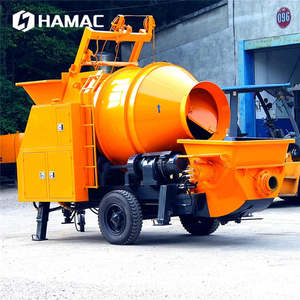 HAMAC Bombas de Concreto Móviles Portátiles Pequeñas, Mezcladora de Concreto Montada en Remolque, Motor de 4 kW, Capacidad de Descarga de 350L, 1 Año de Garantía - Product Image 1
