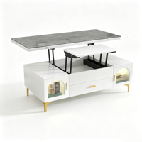 Table de salon multifonctionnelle moderne style crème, relevable, pliable et mobile 2-en-1, pour café et repas, personnalisable OEM ODM