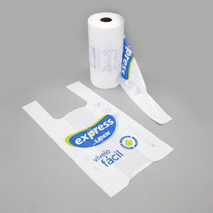Sacs T-shirt en PEHD personnalisés avec logo imprimé sur rouleau avec mandrin en papier – Vente en gros usine – Sacs <span class=keywords><strong>de</strong></span> courses en plastique perforés robustes - Product Image 2
