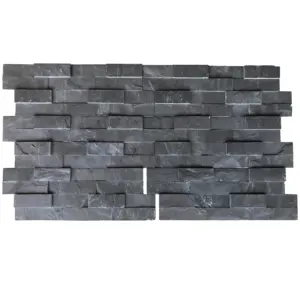 3D黑色石板文化石墙覆层瓷砖装饰板