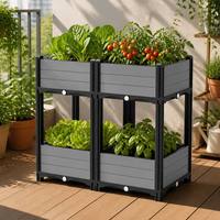 Yunuoxi 60x30x60cm Bac de culture double niveau en PP, jardinière surélevée à 4 compartiments, profondeur 13cm, pour légumes et fleurs, vente en gros