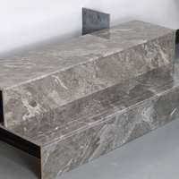 Carreaux d'escalier antidérapants aspect marbre gris 30*120cm, carreaux de marches en céramique et porcelaine sur mesure