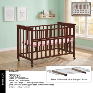 Lit bébé modulaire en bois massif avec cadre métallique, hauteur réglable sur 3 niveaux, design moderne, haute durabilité - Product Image 2