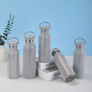 Bouteille isotherme créative pour femme avec poignée, en acier inoxydable, ornée de strass colorés et de diamants, grande capacité, maintien thermique 6-12 heures - Product Image 2