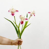 GOG1037 Iris artificiel en PU à tige unique, fait main, haute qualité, toucher réel, pour décoration de jardin, intérieur et extérieur, idéal pour la remise des diplômes, Noël, Pâques